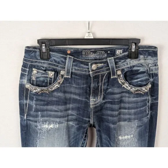 Miss Me Signature Boot Jeans JE8228BL Women's Size 28 - Picture 4 of 13